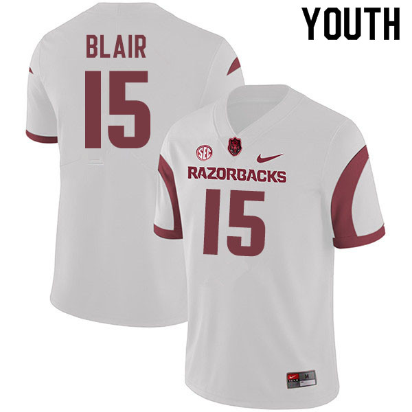 Youth #15 Simeon Blair Arkansas Razorbacks College Football Jerseys Sale-White - Click Image to Close